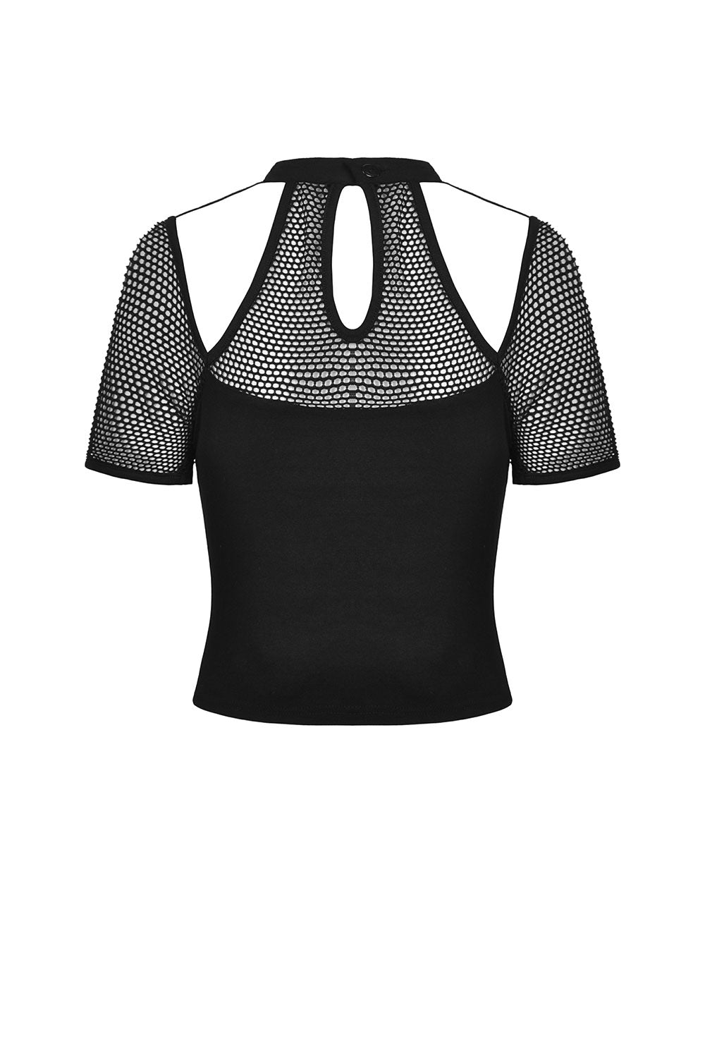 womens punk top with keyhole back and cutout shoulders