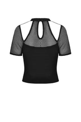 womens punk top with keyhole back and cutout shoulders