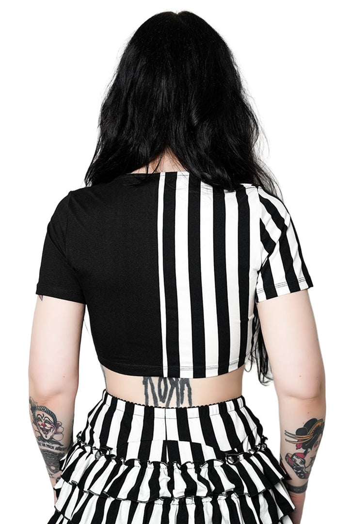 black and white striped circus top