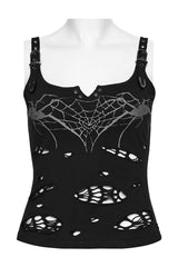 gothic tank top with fishnet details 