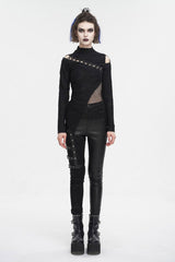 cold shoulder womens black shirt