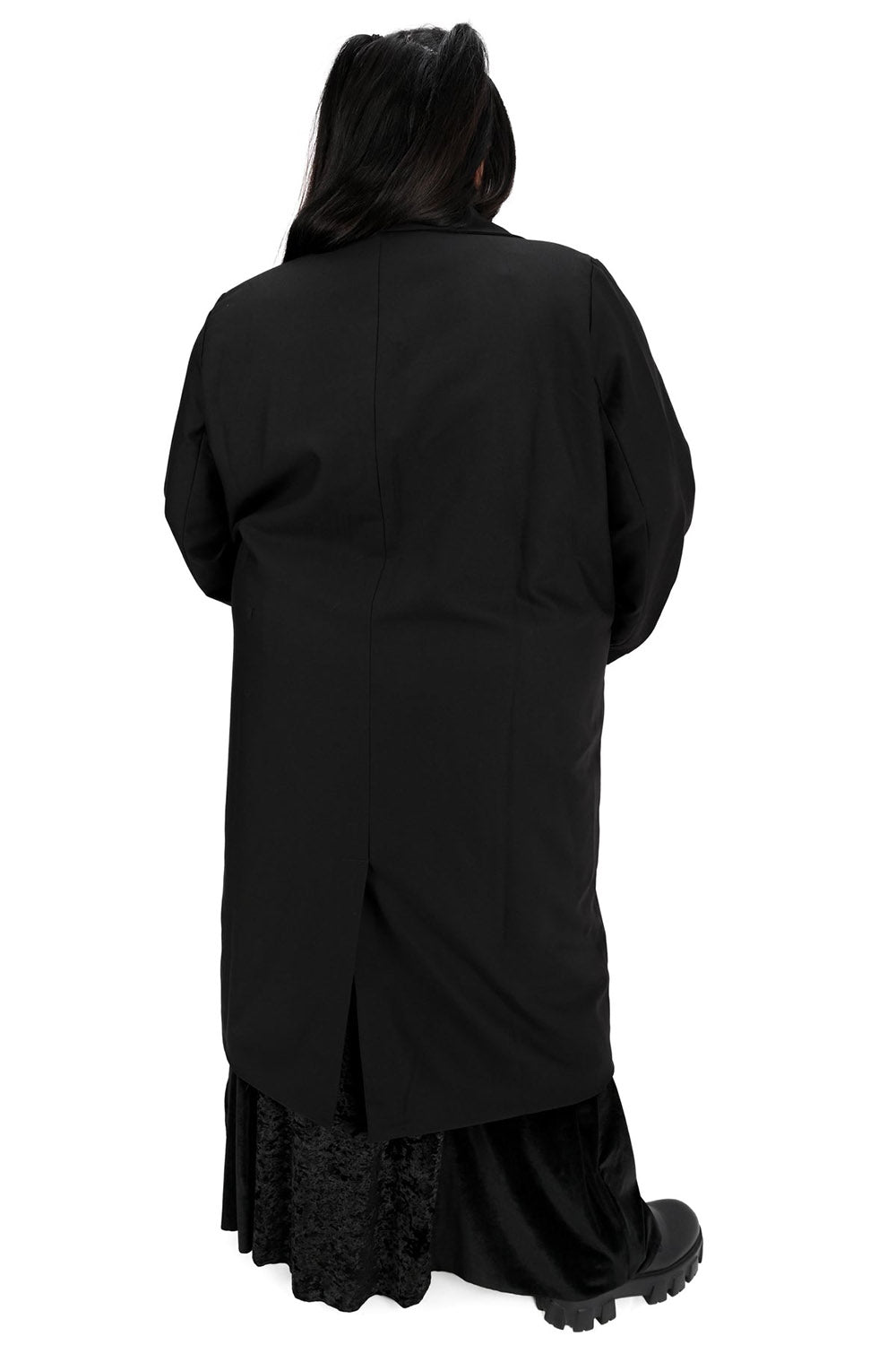 womens black punk oversized trench coat