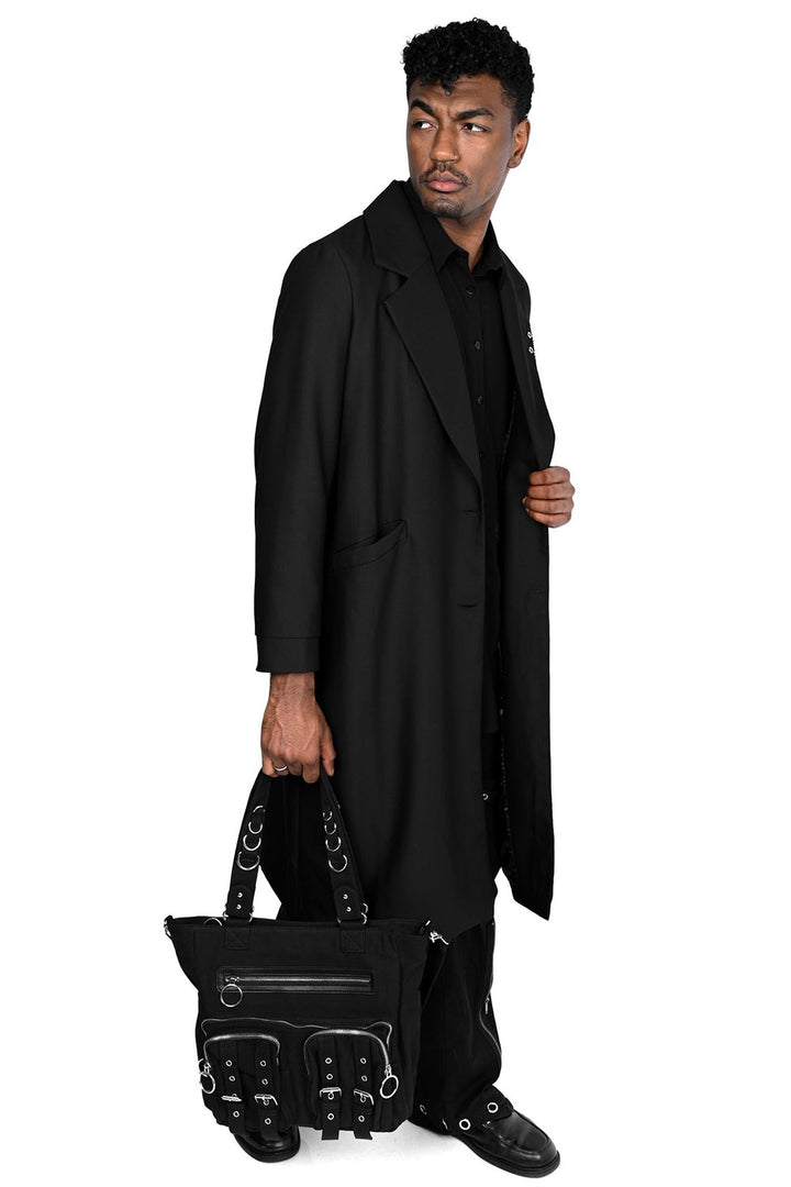 oversized trench coat with o rings