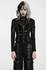 Gothic Leather Buckle Lace Up Punk Vest for Women from Punk Rave