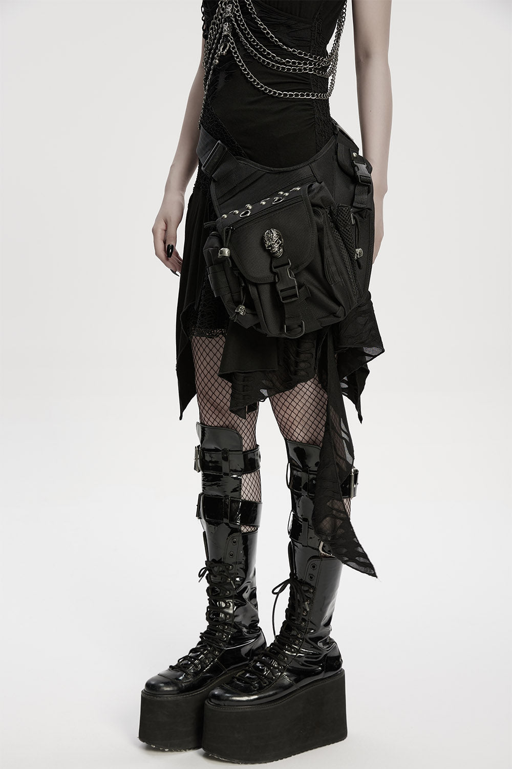 street goth skull studded waist bag