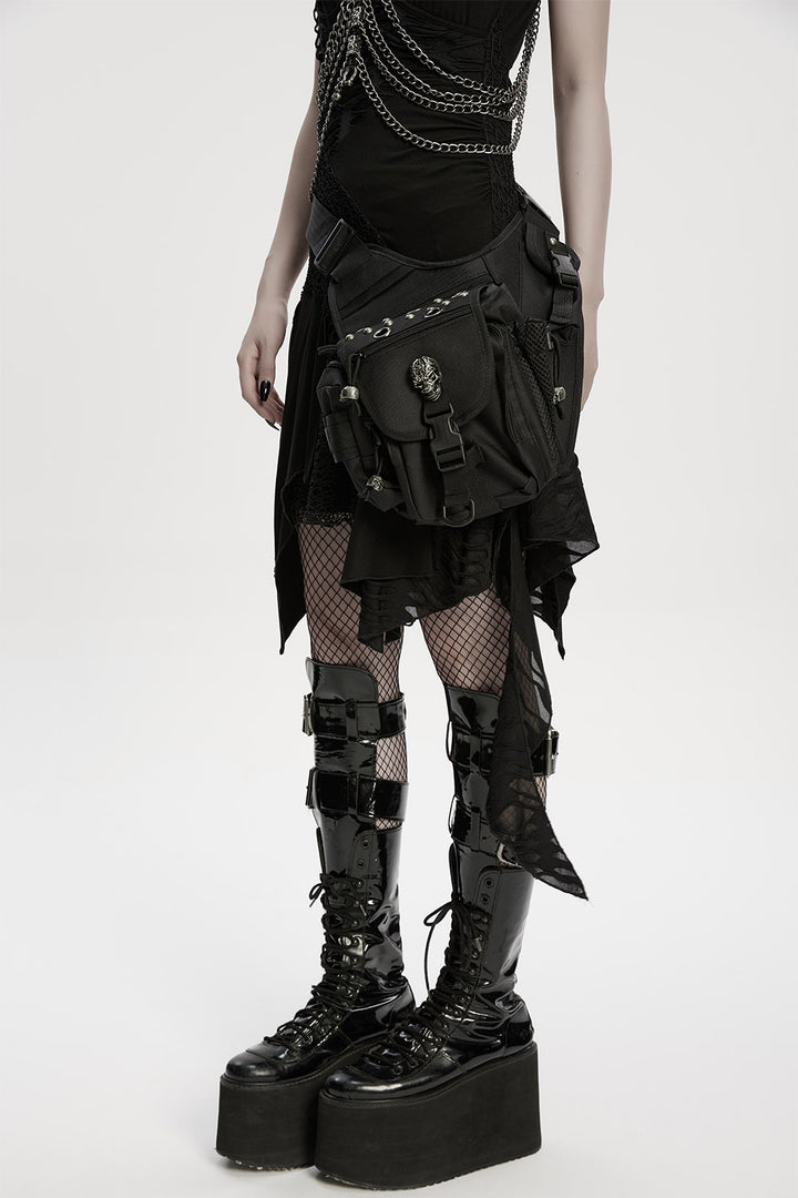 street goth skull studded waist bag