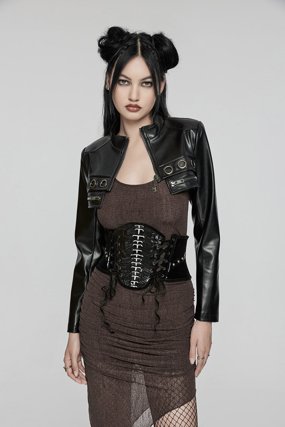 punk skeleton spine corset