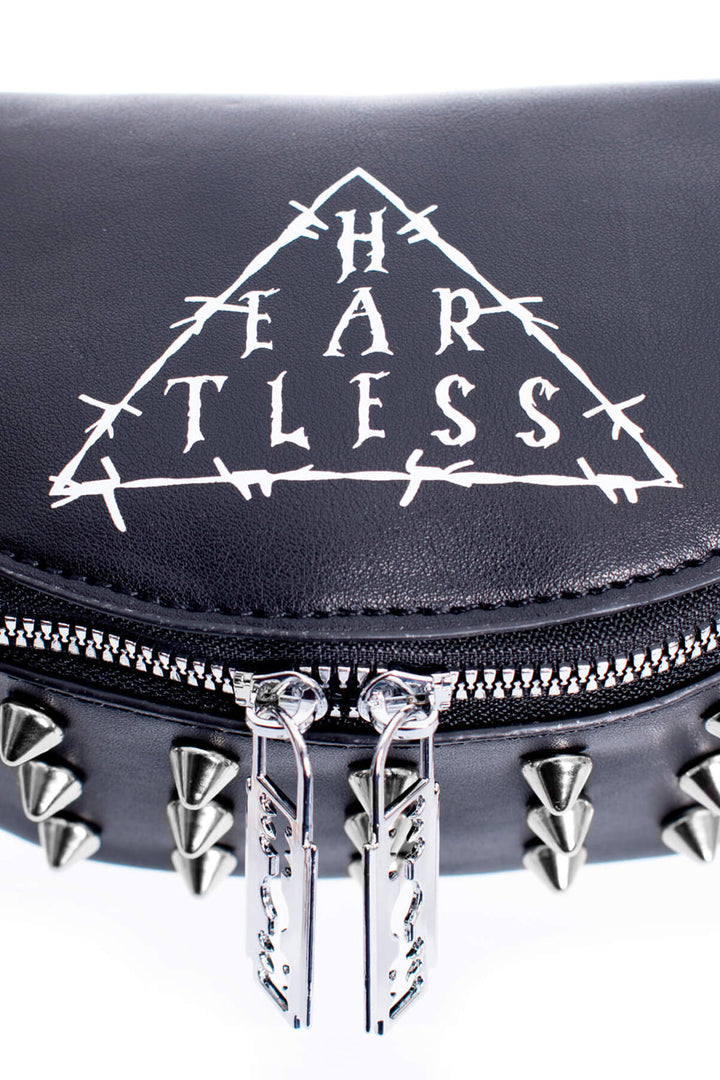 studded fanny pack with occult symbol