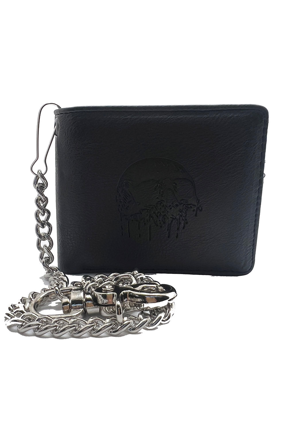 Skull Drip Emboss Bifold Wallet w/ Chain