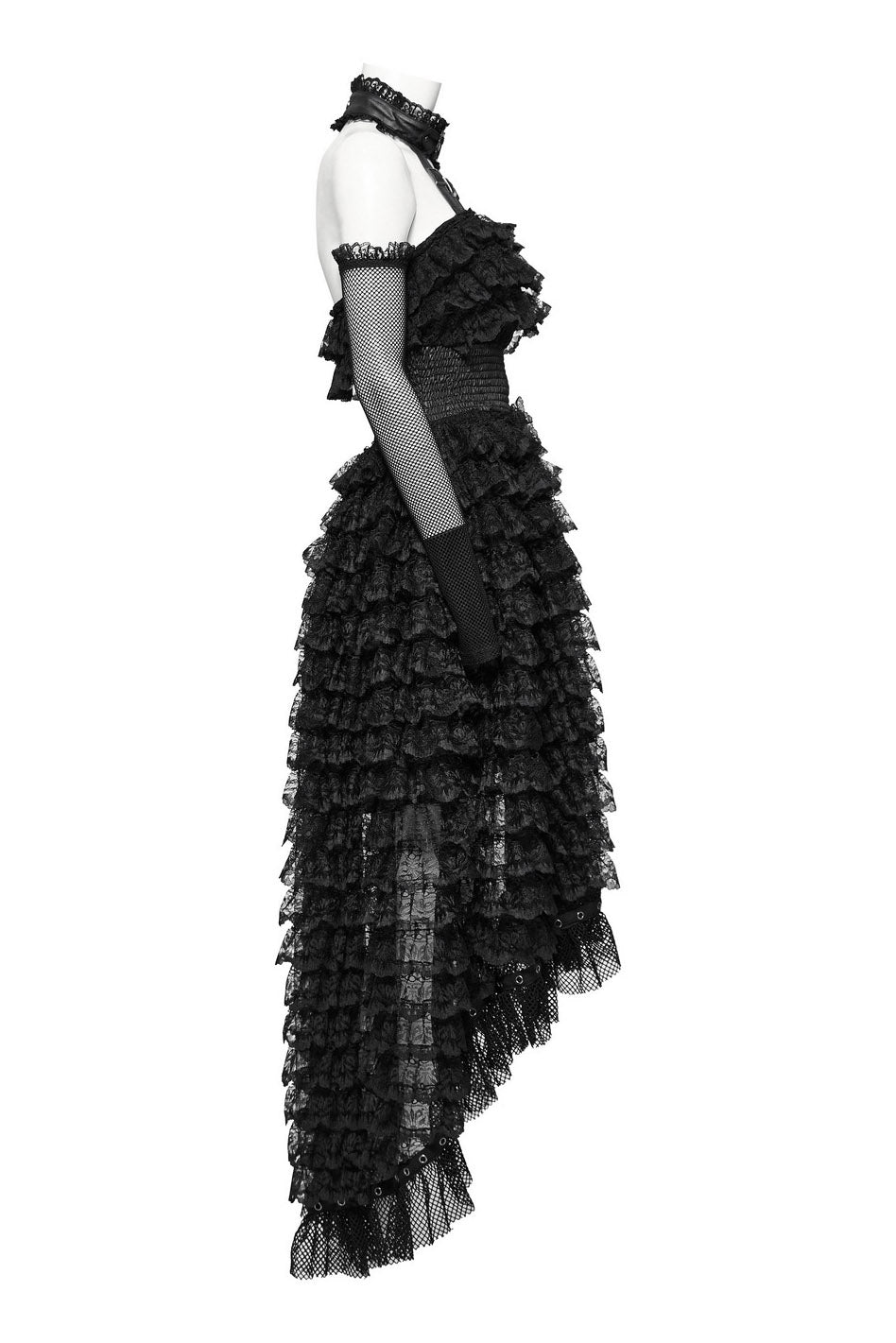 layered ruffled long goth dress