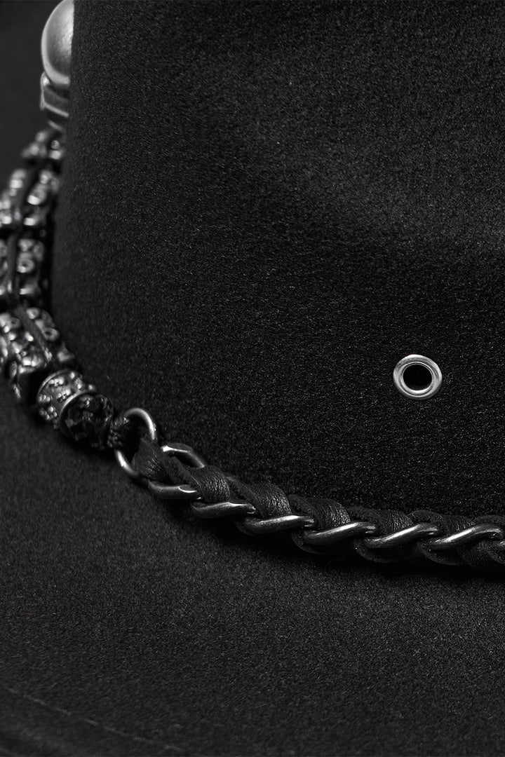 chain punk mens western goth cowboy hat