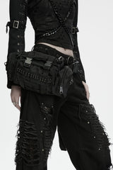 punk unisex Cyberpunk Buckle Strap D-ring Waist Bag from punk rave