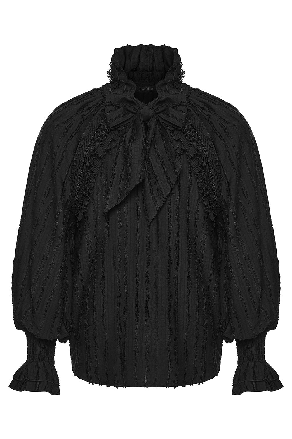long sleeve black victorian pirate shirt for men with edwardian necktie 