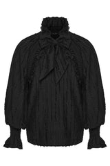 long sleeve black victorian pirate shirt for men with edwardian necktie 