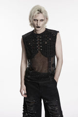 mens distressed gothic mesh tank top 
