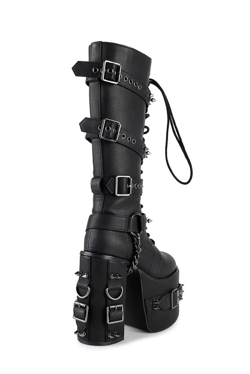 Gothic Platform Boots Black Buckle Strap Punk Boots Demonia Boots