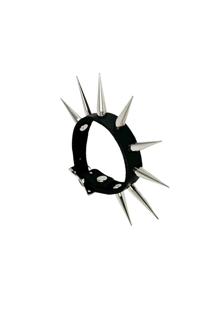 mens buckled silver spike cuff bracelet