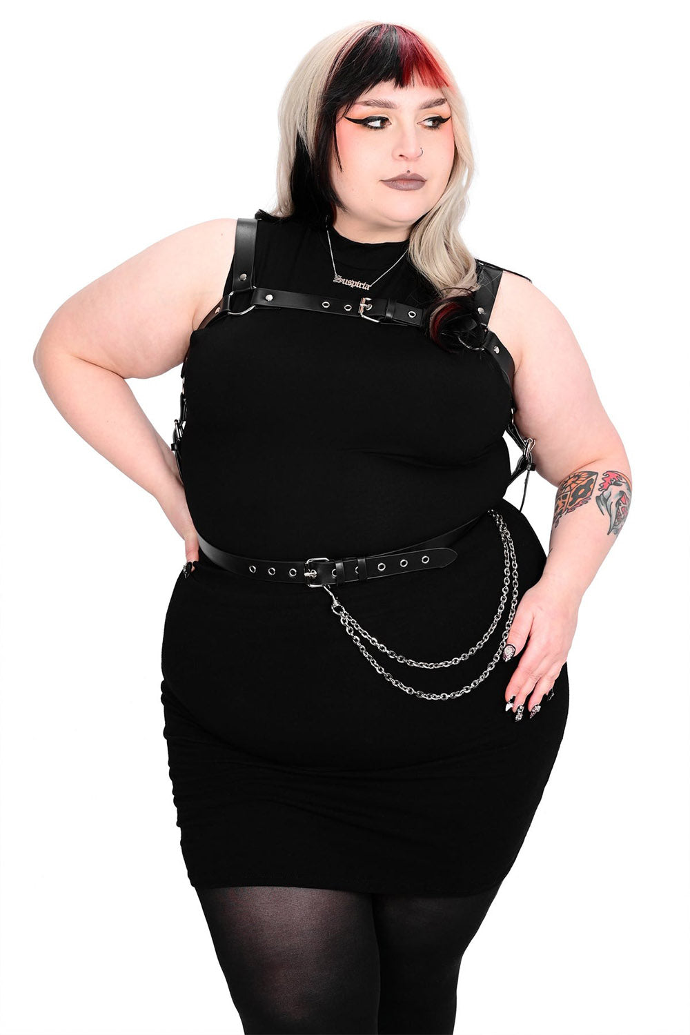 punk vegan leather chest harness