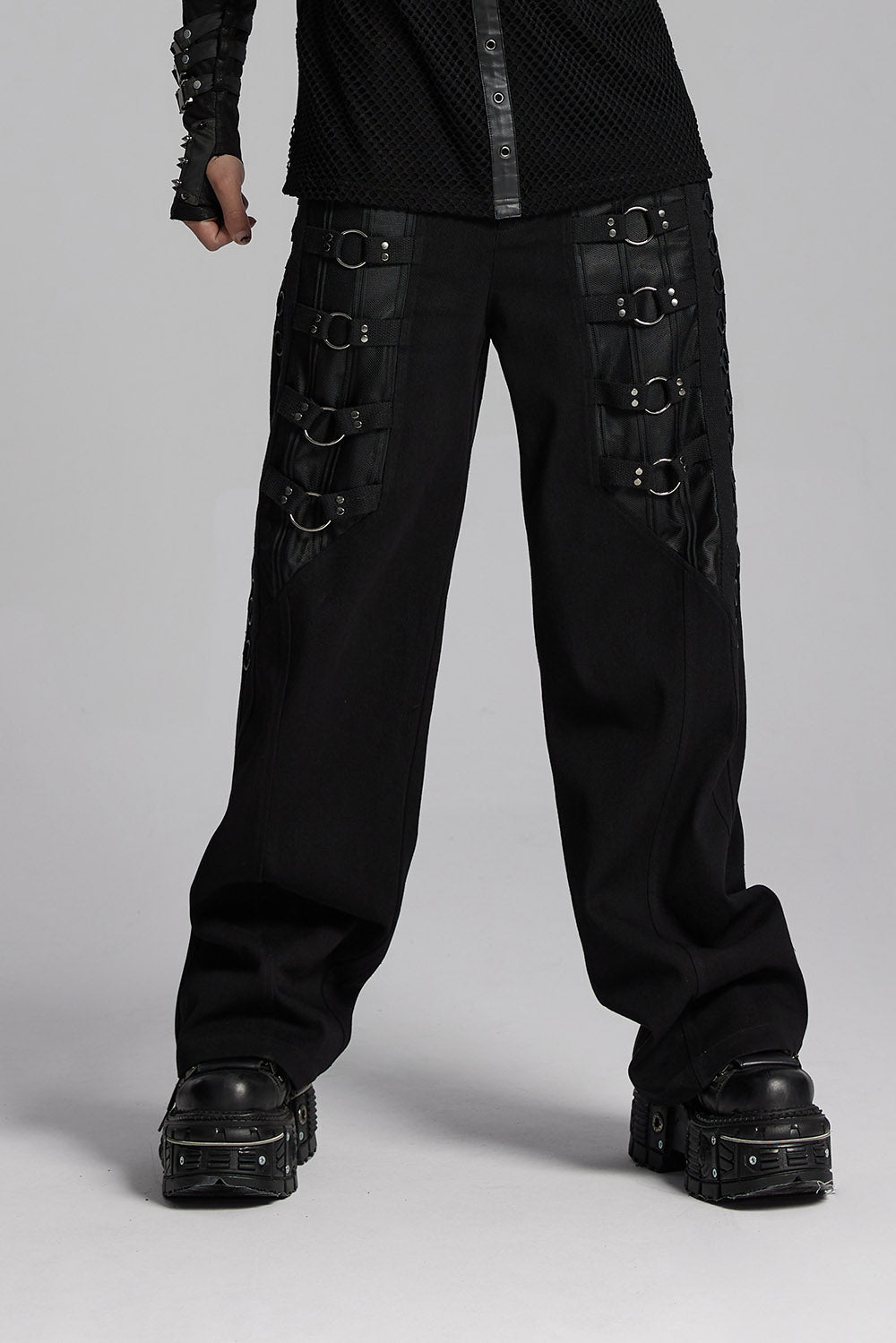 mens black baggy fit punk jeans