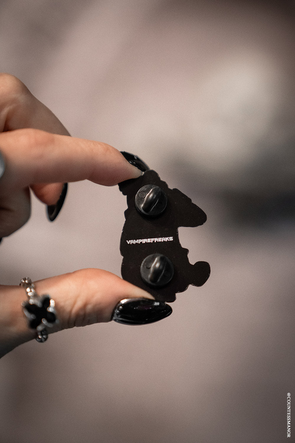 gothic pin with button back closure 