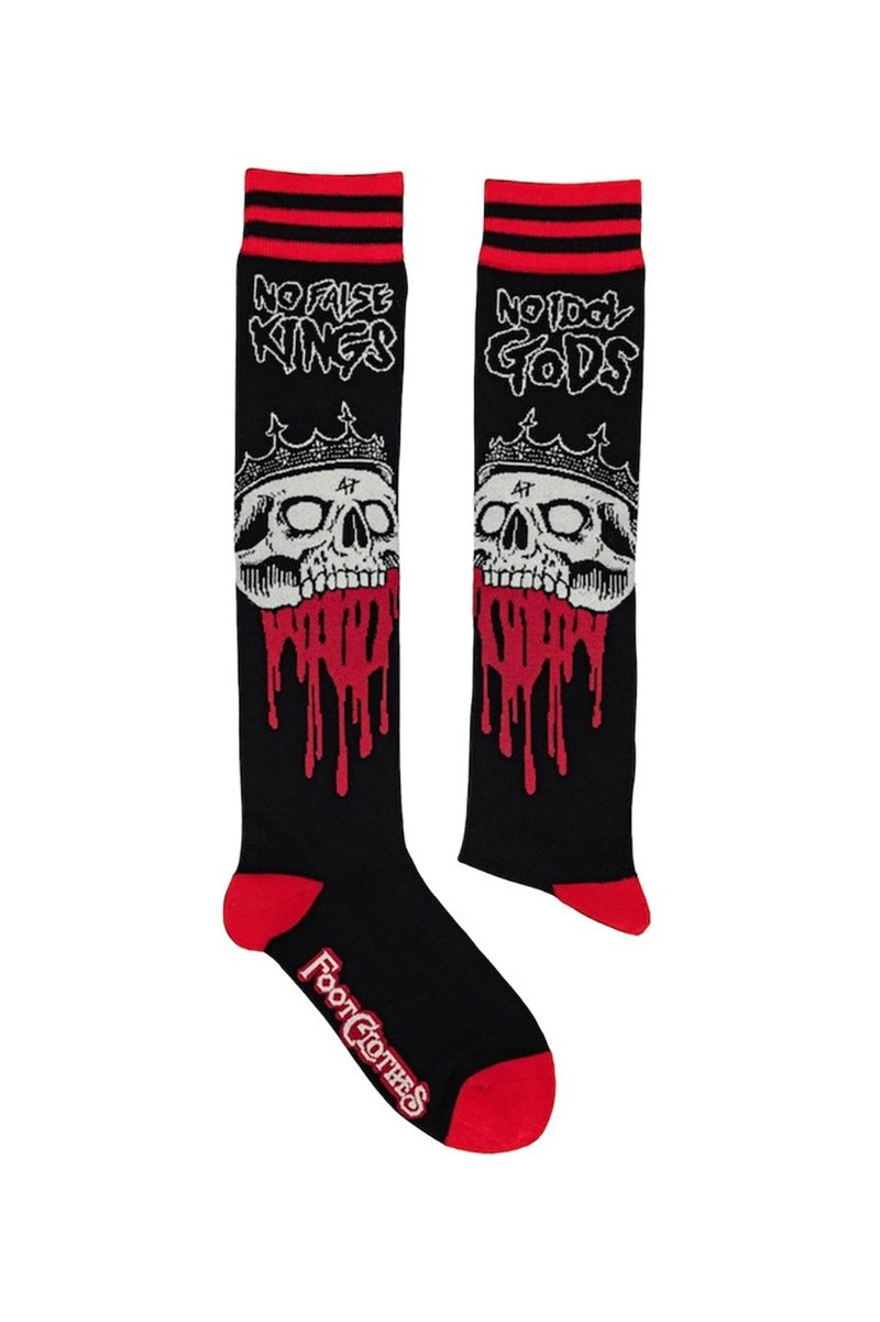 heavy metal skull knee high socks