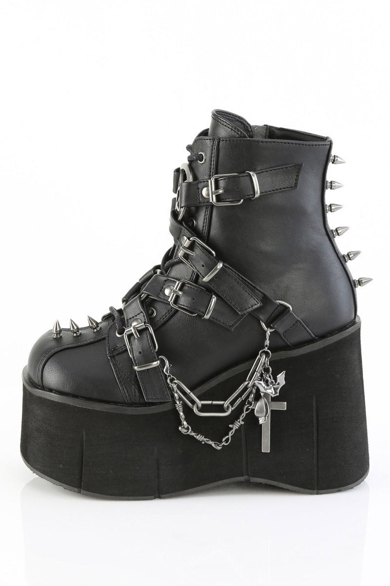 womens punk spiked black vegan leather boots
