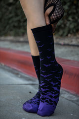 Goth socks with purple bats