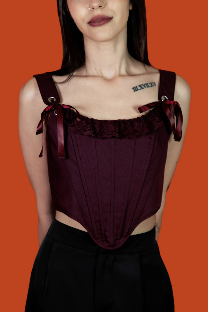 gothic ruffled lace corset top by lively ghosts 