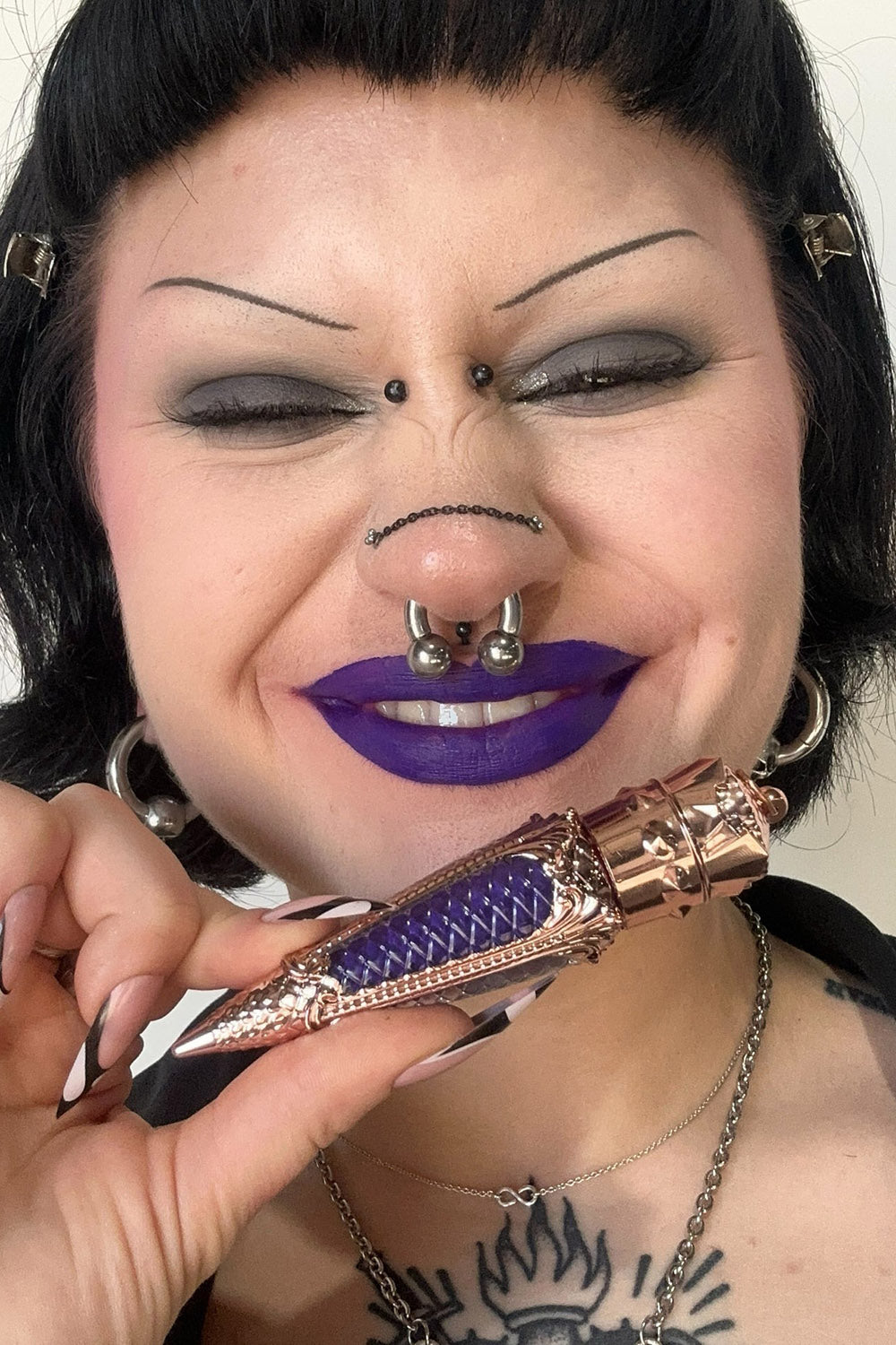 pretty bright purple lipstick