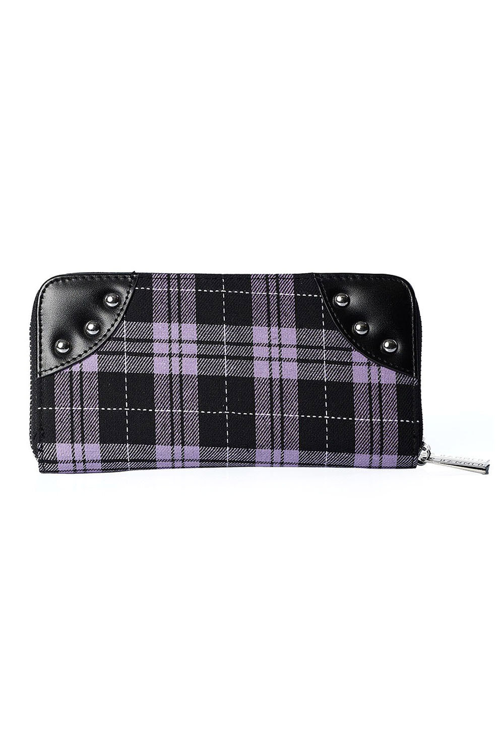 vegan leather purple plaid punk wallet