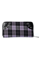 vegan leather purple plaid punk wallet