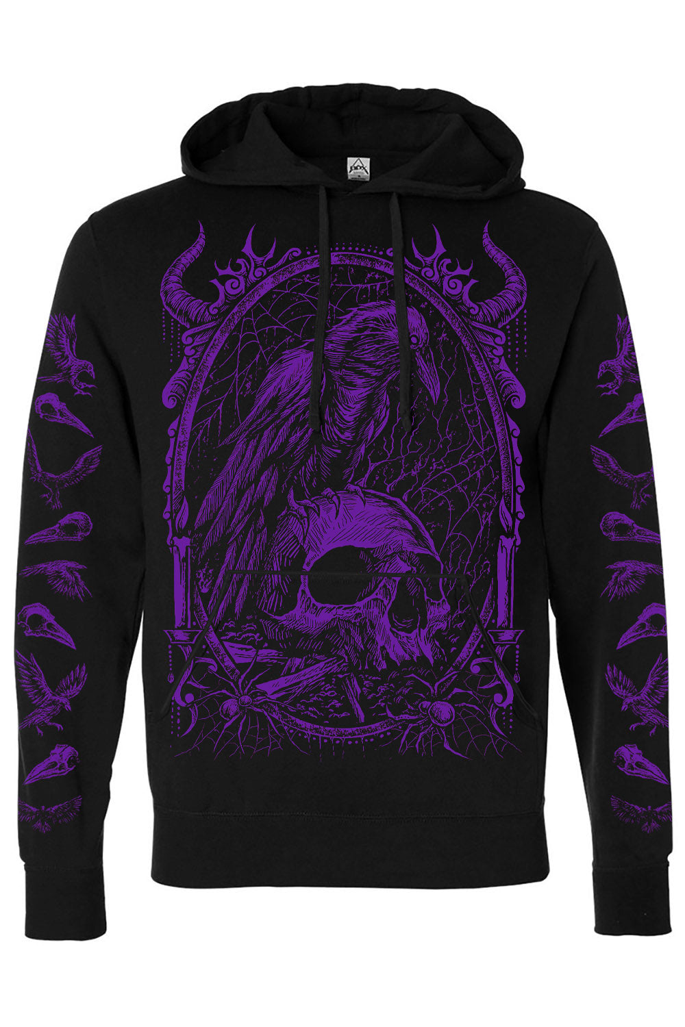 black and purple graphic hoodie