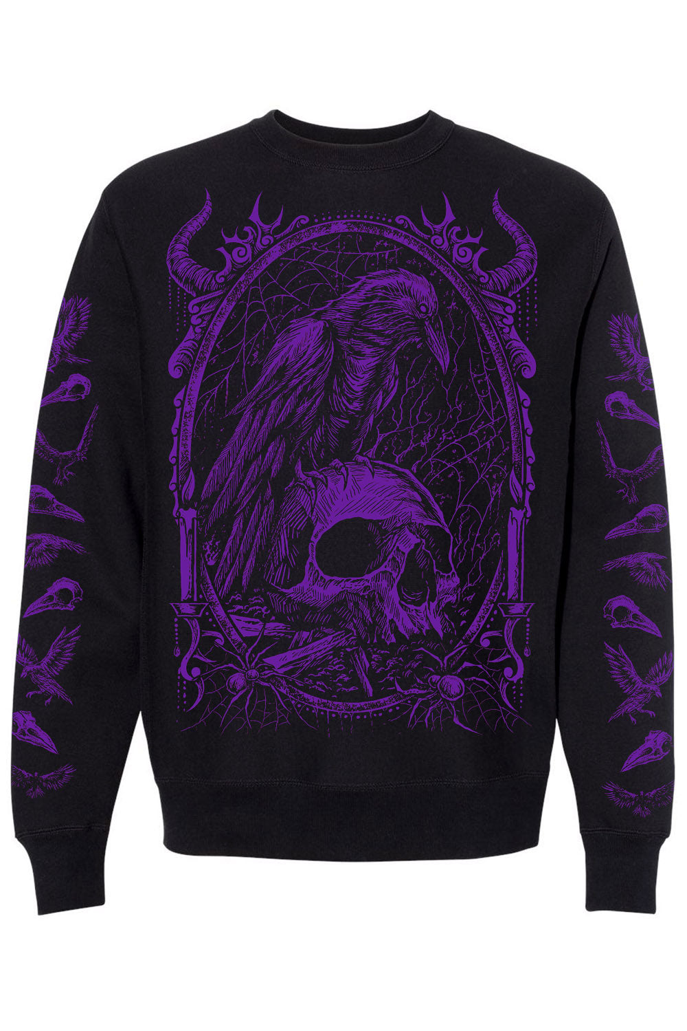 purple and black crow sweatshirt