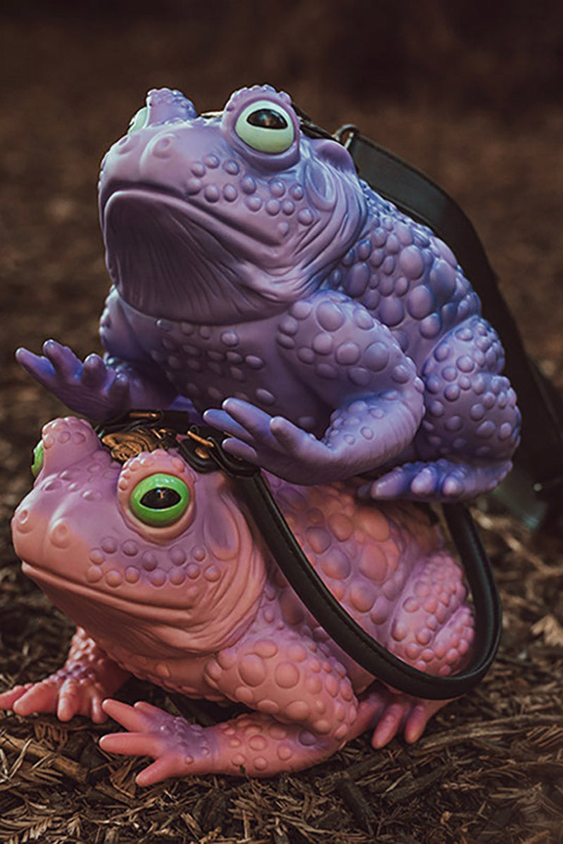pink and purple toad handbags by windy willow