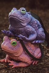 pink and purple toad handbags by windy willow