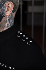 mens studded grunge gothic button down top