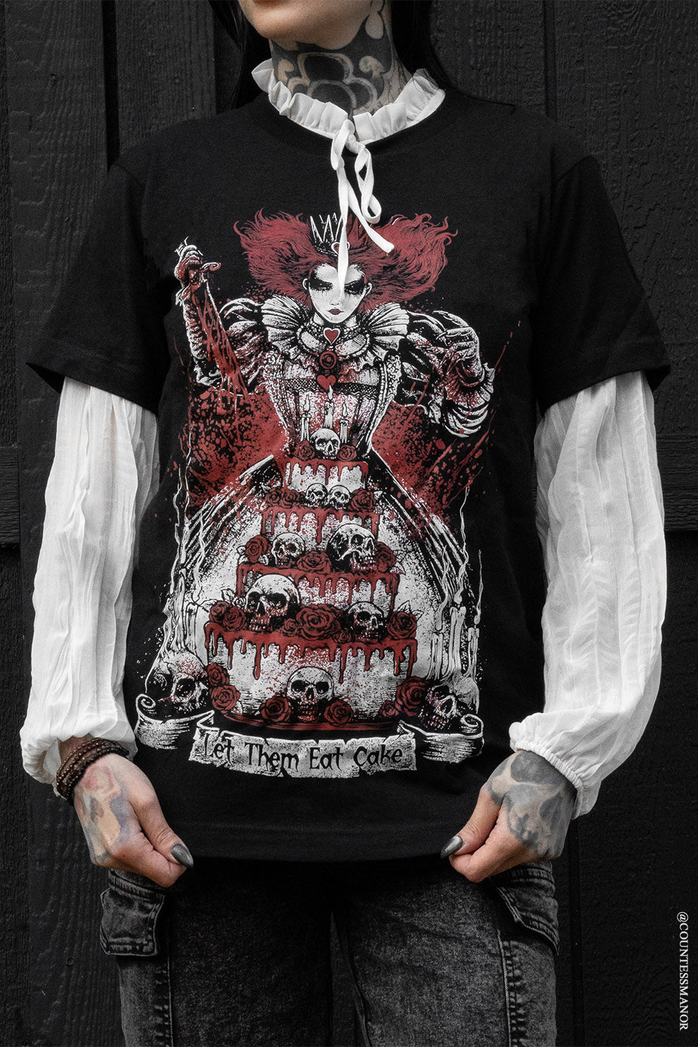 gothic wedding cake short sleeve black cotton shirt