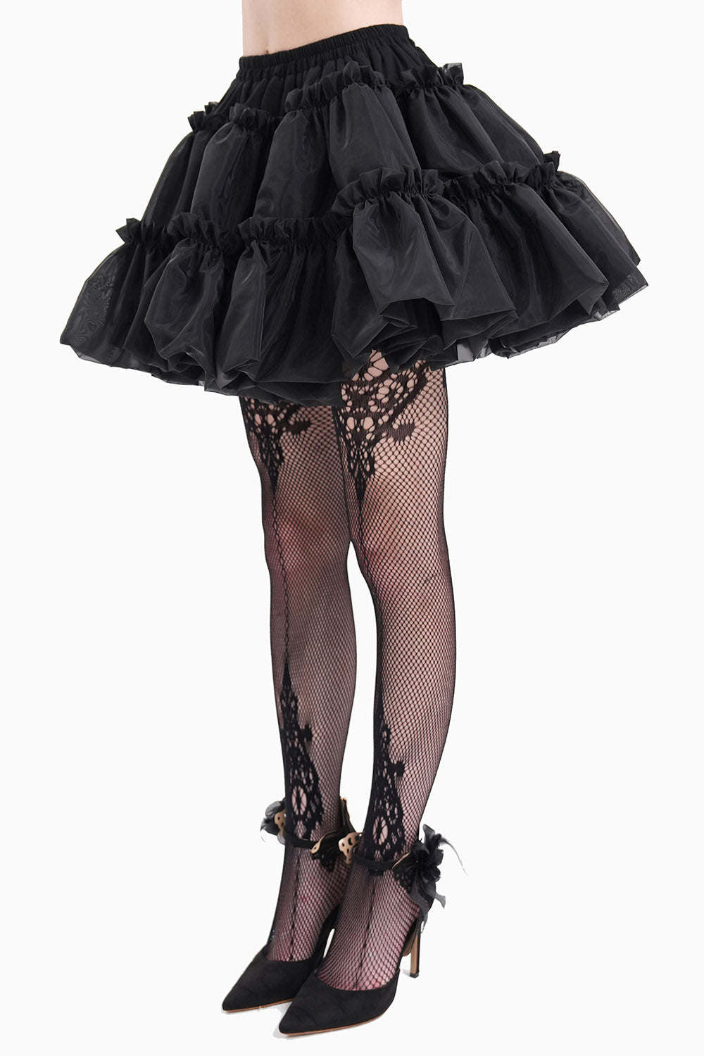 tiered poofy black bubble skirt