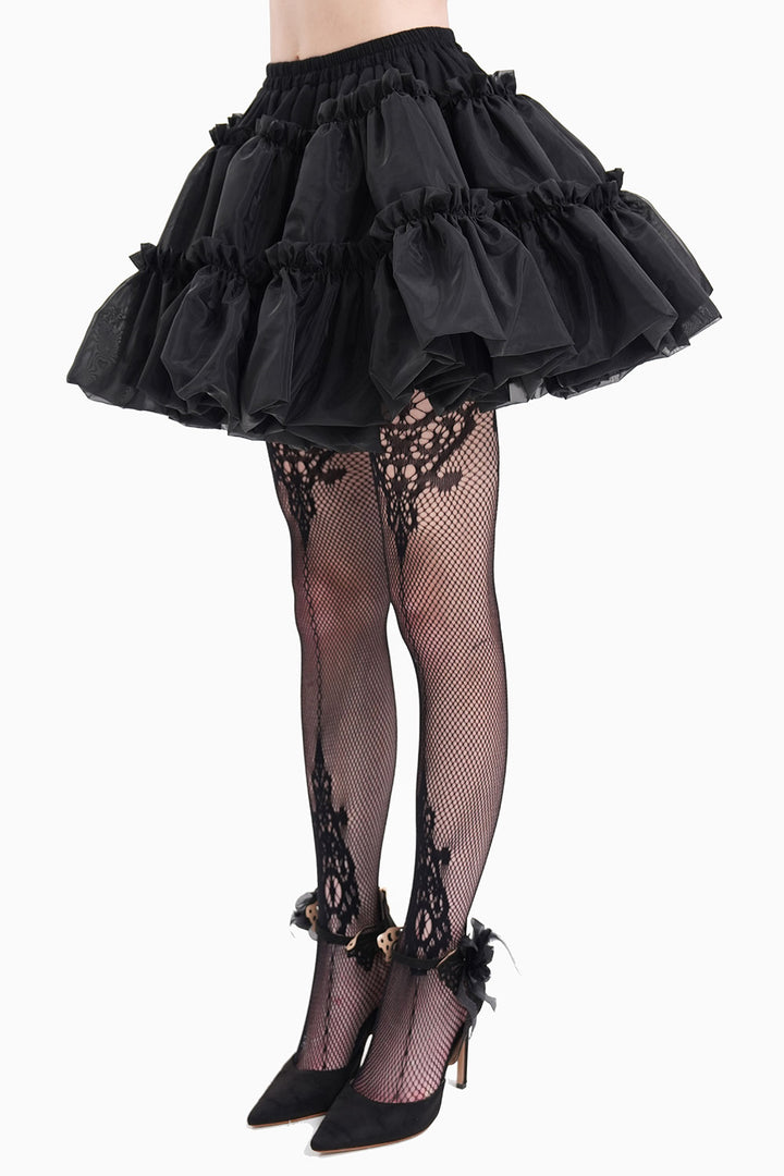 tiered poofy black bubble skirt