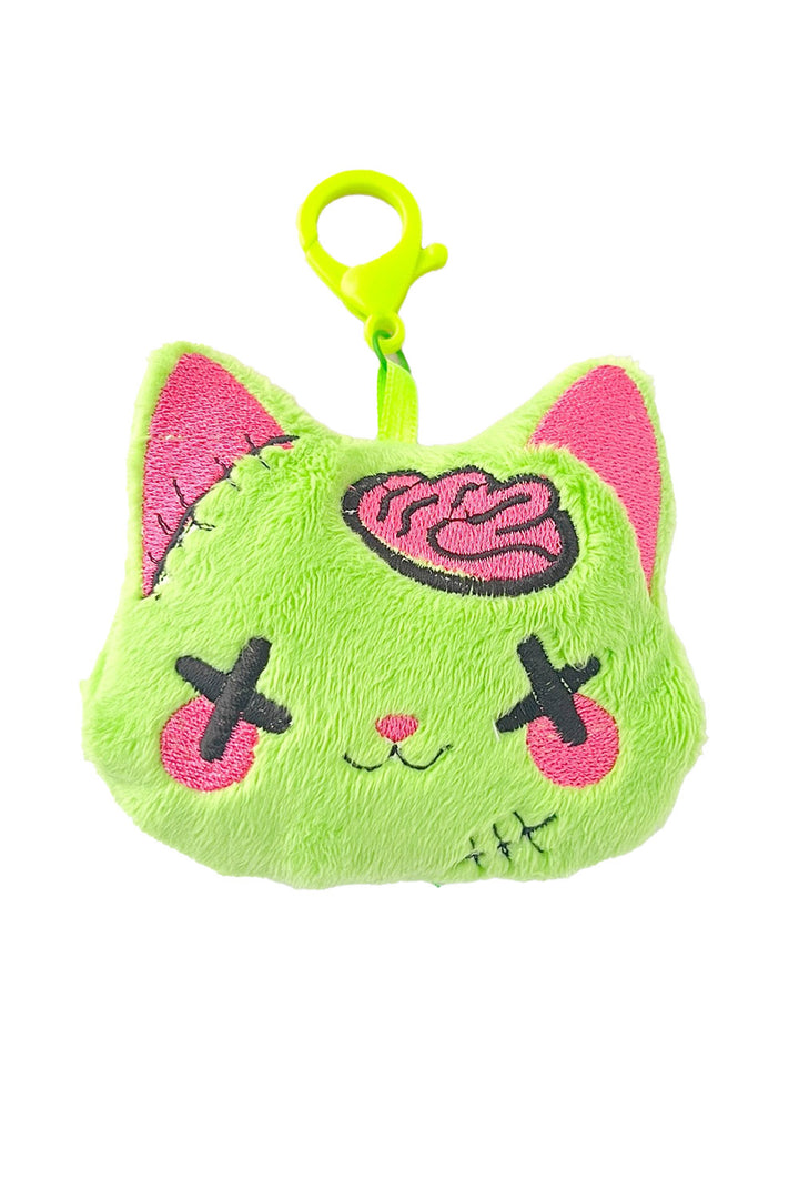 zombie cat plush keychain