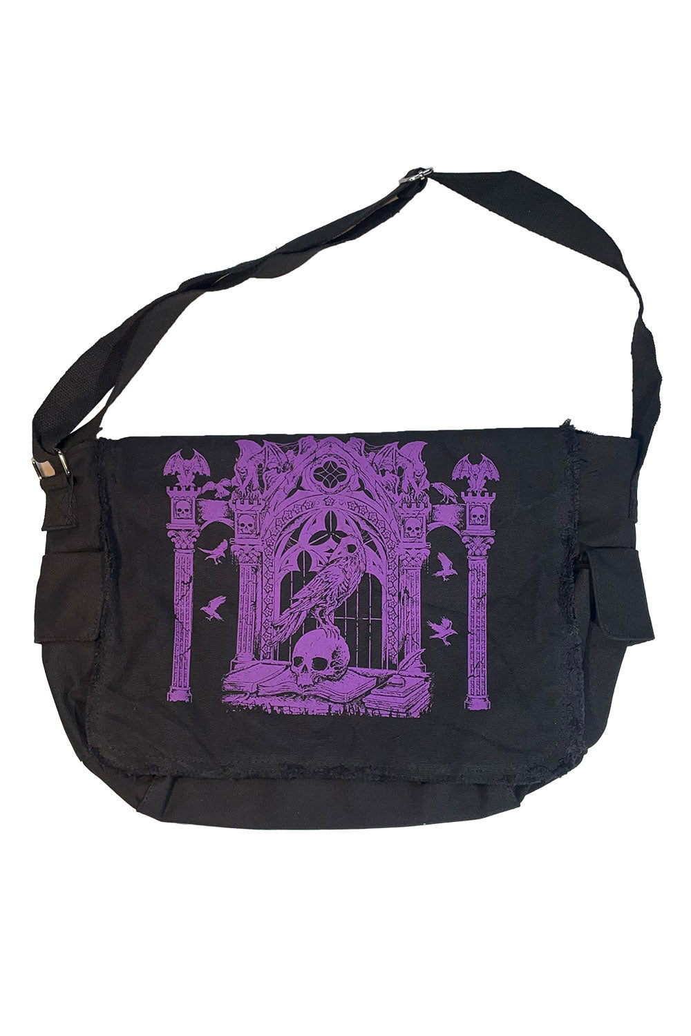 victorian goth crow messenger bag