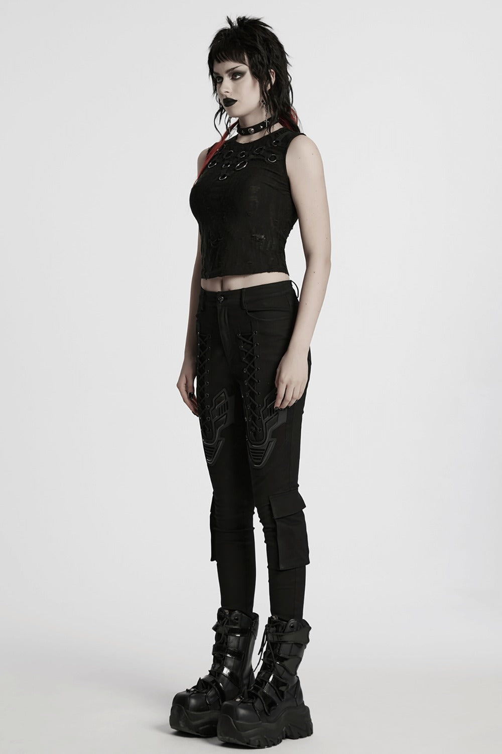 ripped distressed punk cropped tank top