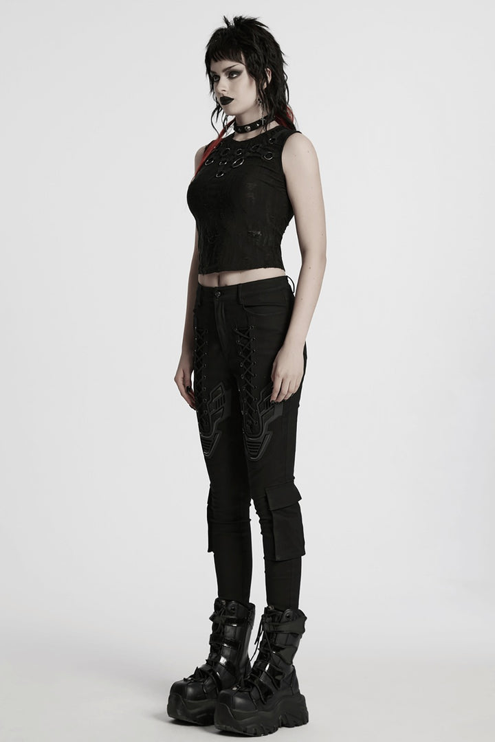 ripped distressed punk cropped tank top