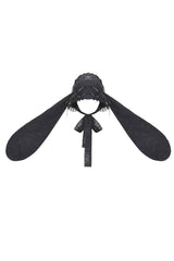 long black bunny rabbit eat hat with bows