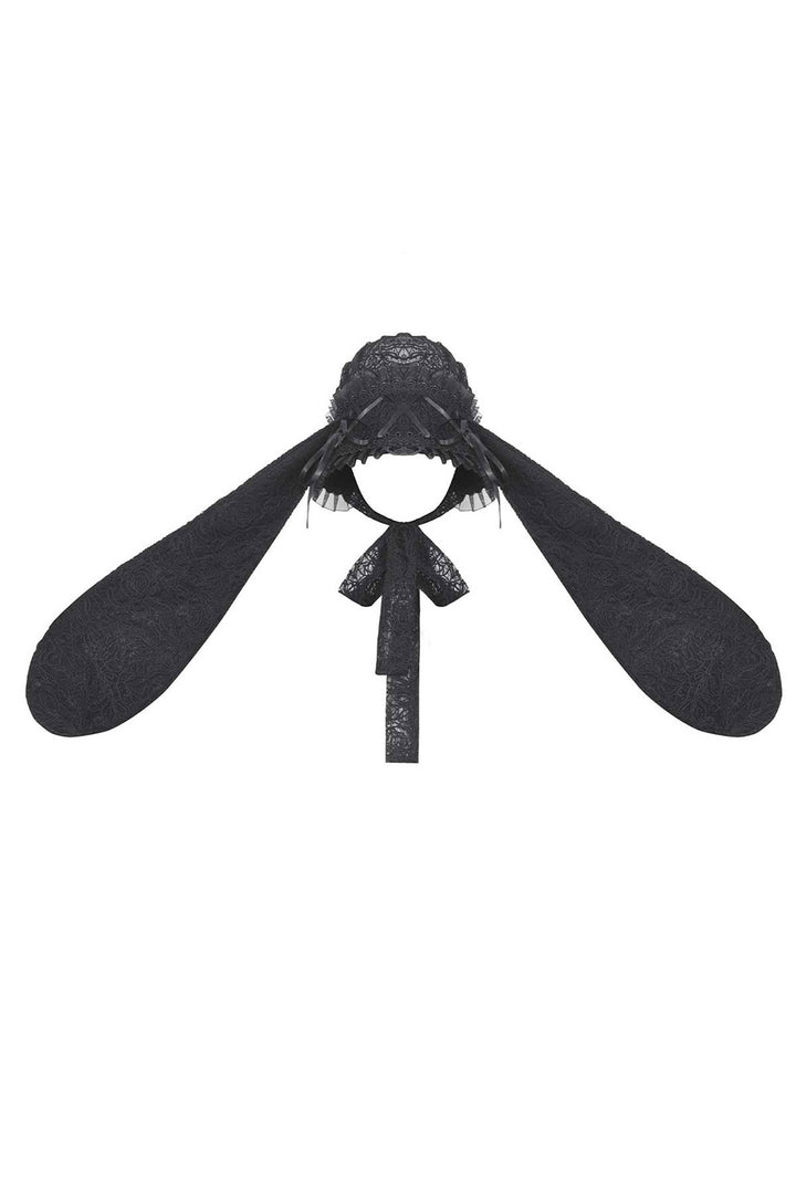 long black bunny rabbit eat hat with bows