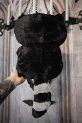 raccoon plush toy with striped tail