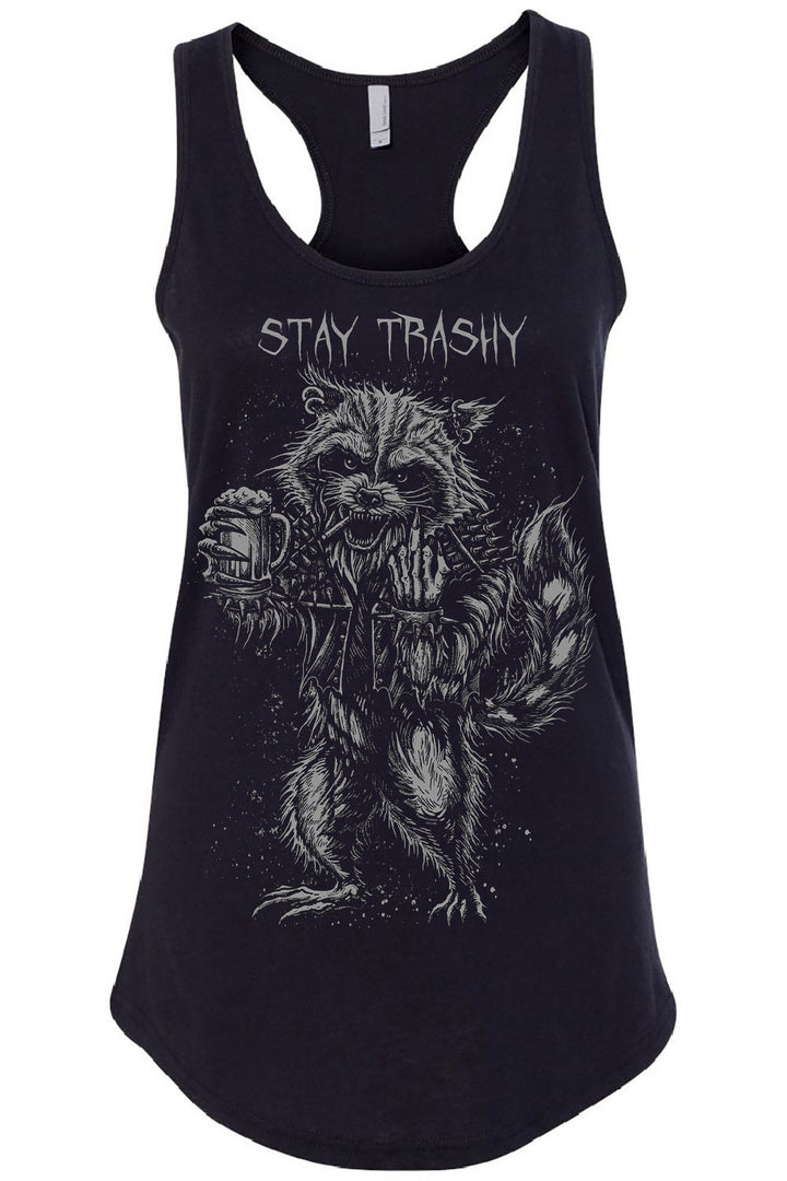 goth raccoon holding beer and cigarette shirt 