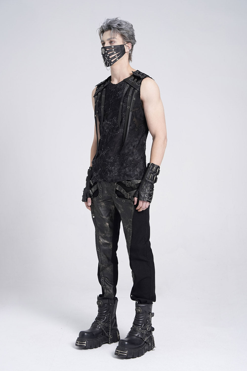 mens grunge goth sleeveless shirt 