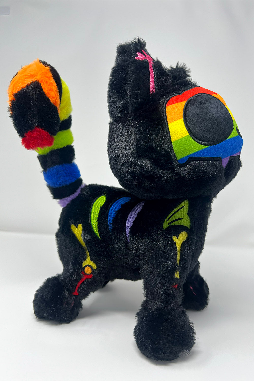 gay pride love wins black cat skeleton stuffed animal