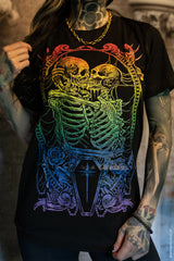 pride month gothic skeleton t-shirt